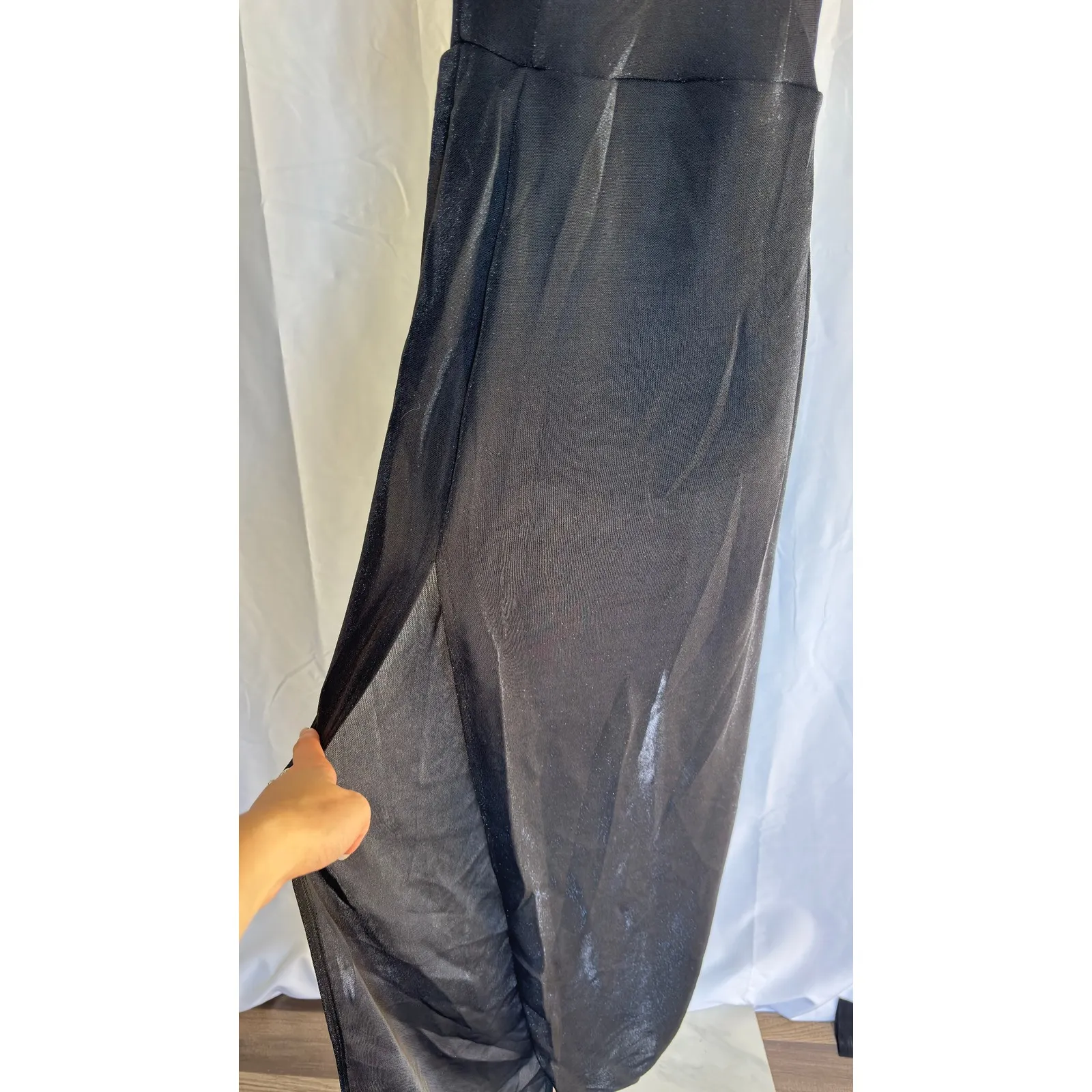 ZYM Dance Black Sweetheart Neckline High Slit Maxi Dress‎ with Matching Gloves - Image 5