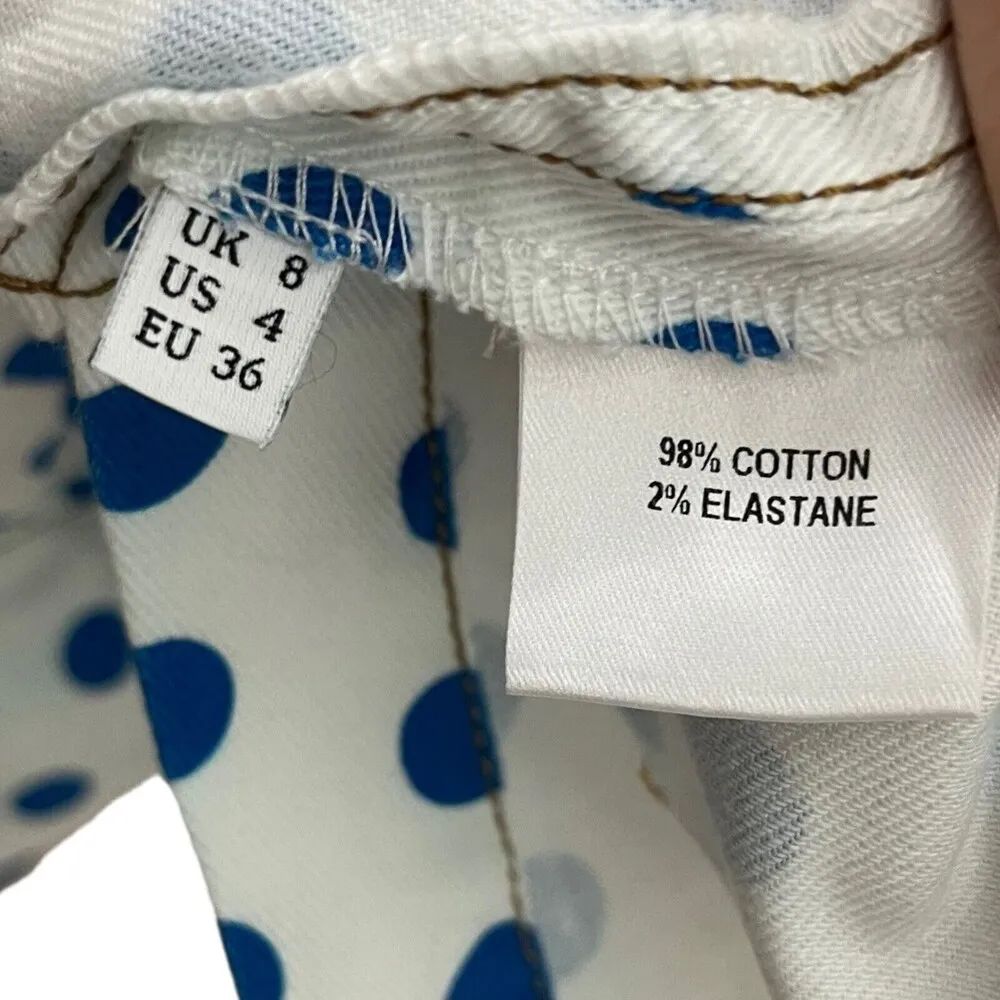 J.W. Anderson Polka Dot Denim Dress Multicolor Shift A Line Stitch Detailing US4 White Size 4 - Image 8