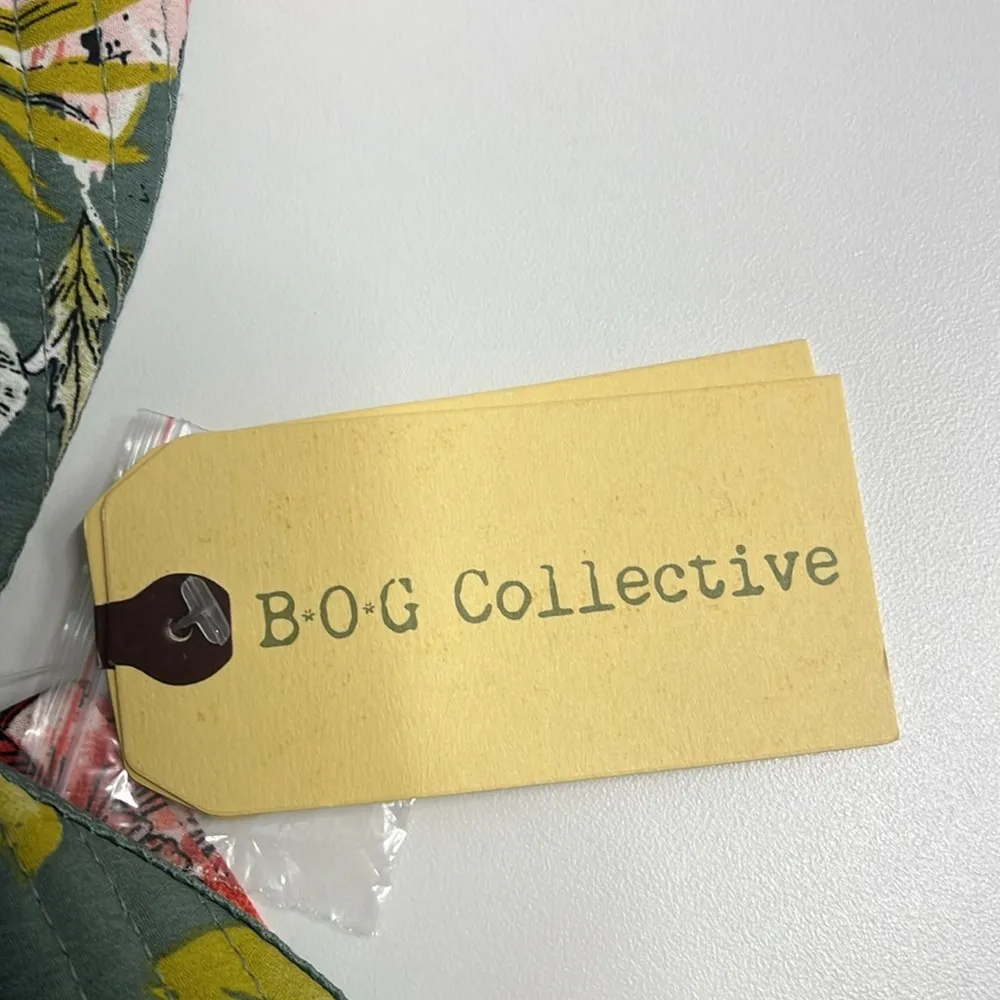 NWT xsmall floral print crop top sweetheart neckline quilted tank top ruched Green Size XS - Image 11