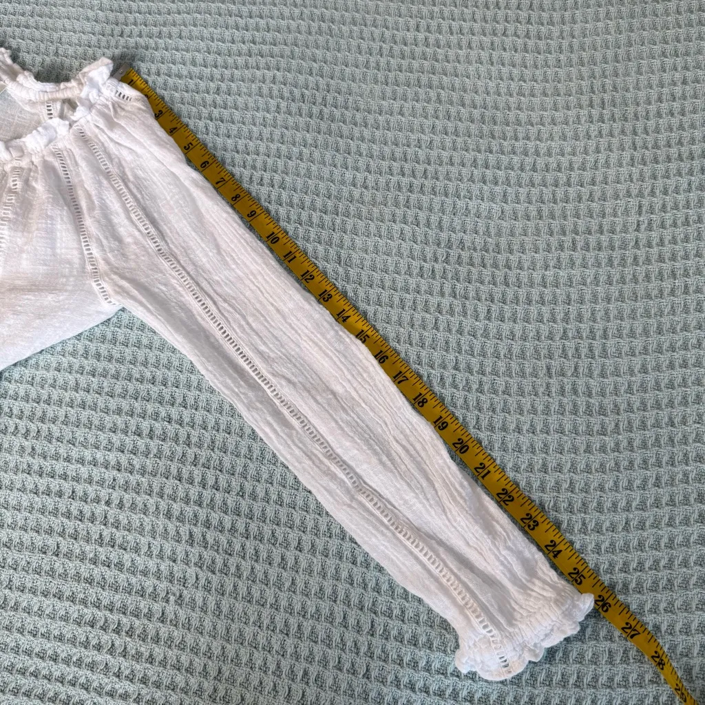 Sundance Gauze Peasant Top Womens XS Extra Small White Blouse Boho Western Shirt - Image 7