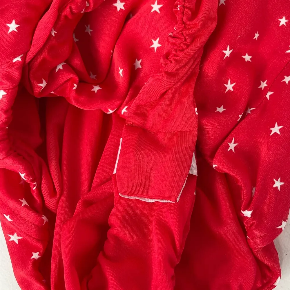 Zara Satin Effect Star Print Lace Up Bodysuit Tank Top Cami Red White XSmall - Image 7