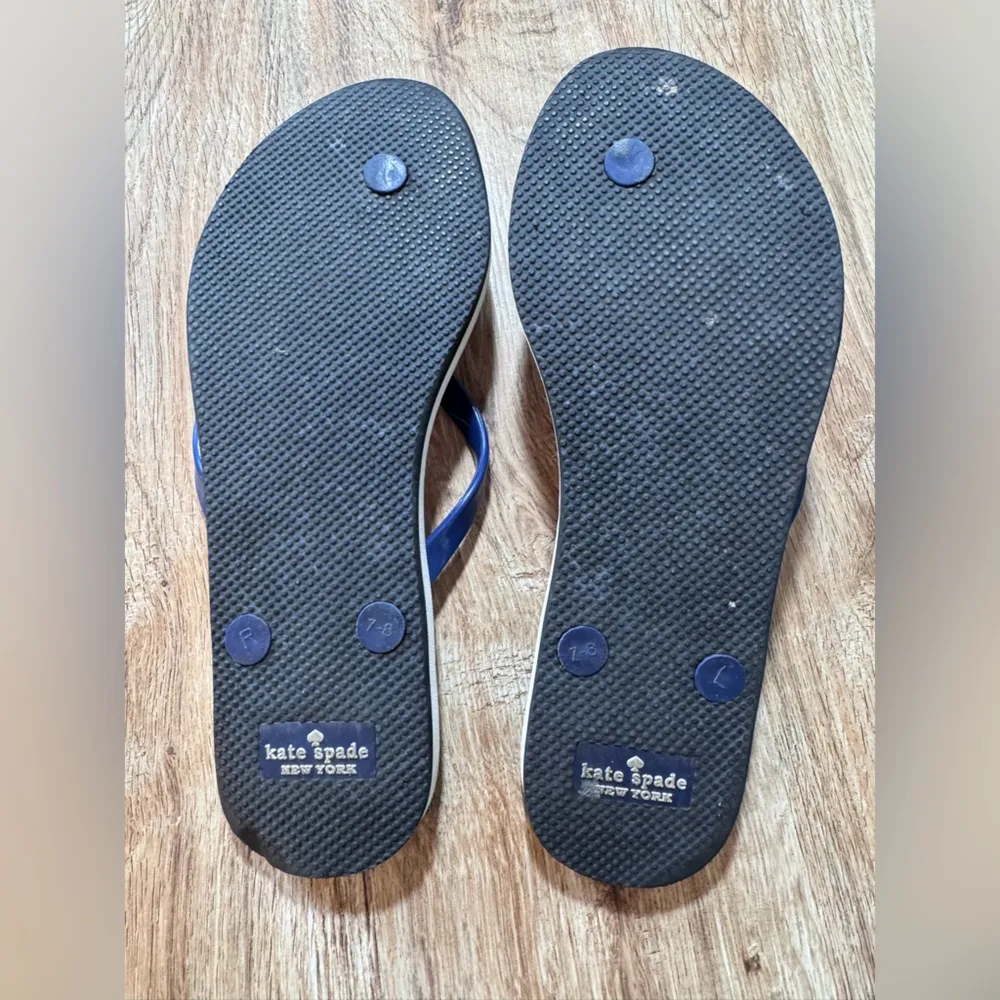 Kate Spade Blue Sandals with Striped Sole - Image 2