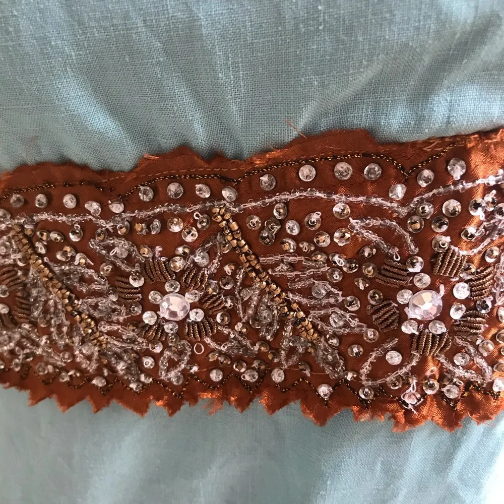 Old Navy 100% Linen Mint Green Embellished Beaded Dress Juniors Size 1 - Image 4