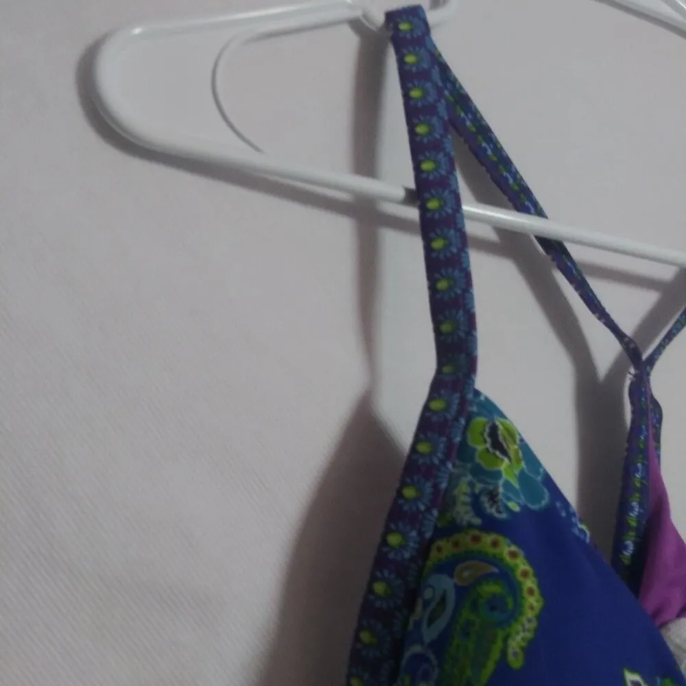 ATHLETA Offshore Racerback Tankini Top Paisley Blue Swim Size Small - Image 5