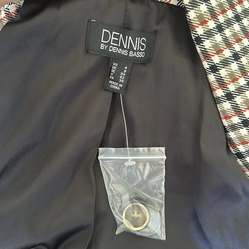 Dennis Basso Printed Luxe Crepe Double Breasted Jacket - Taupe/Black Size 4 - Image 12