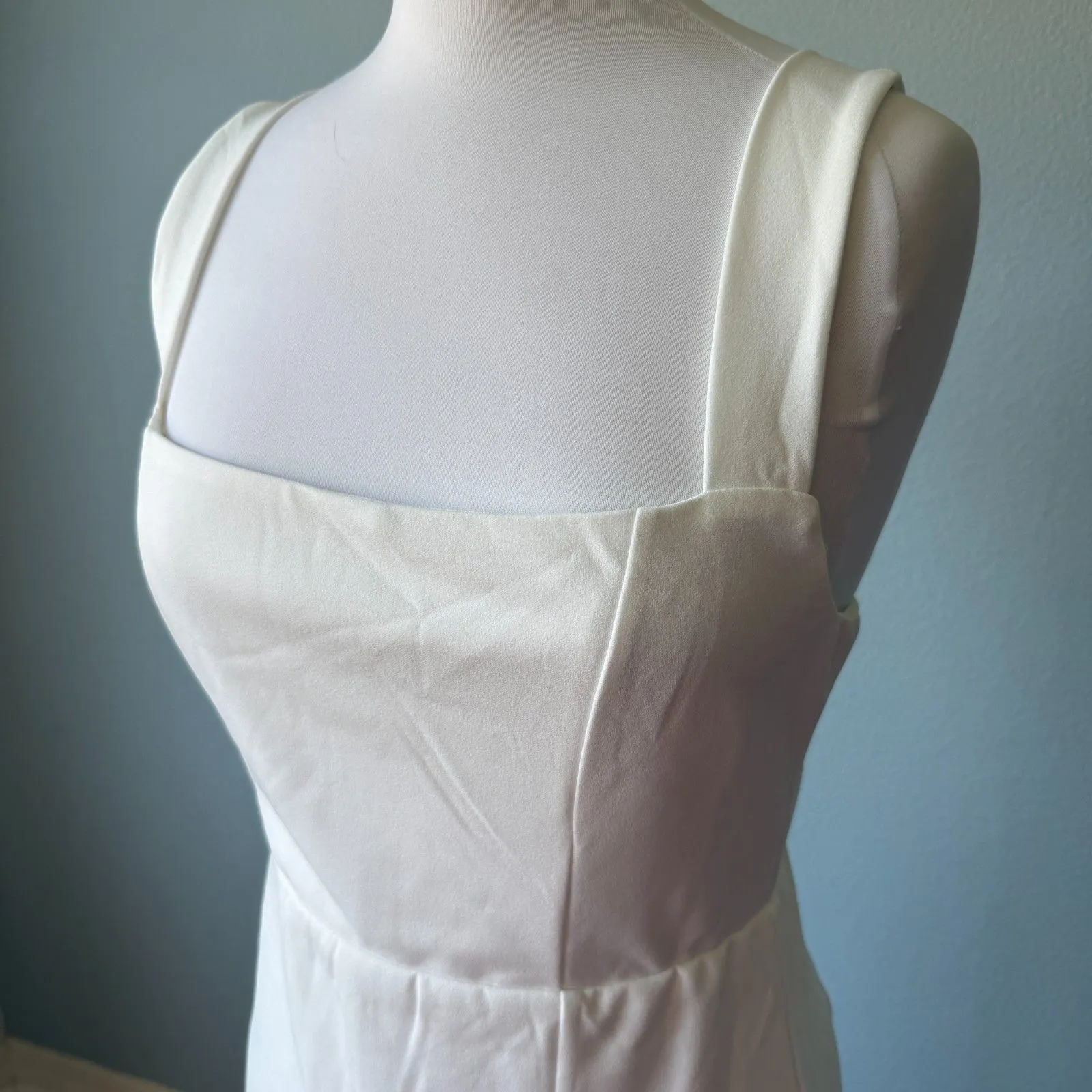 Lulus Gorgeous Aesthetic Ivory Taffeta Sleeveless Mini Dress Size Medium - Image 5