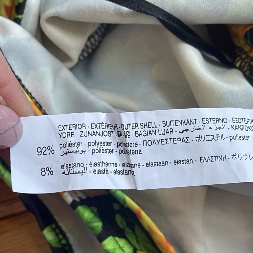 Zara Twist Neck Floral Halter Top Bodysuit Small Yellow Green Floral Sz M - Image 14