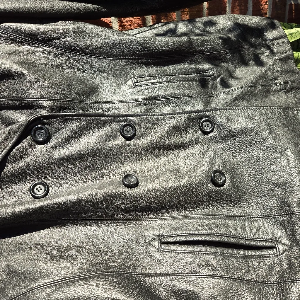 Jacqueline Ferrar Genuine Leather Women Black Double Breasted Jacket Size XL - Image 4