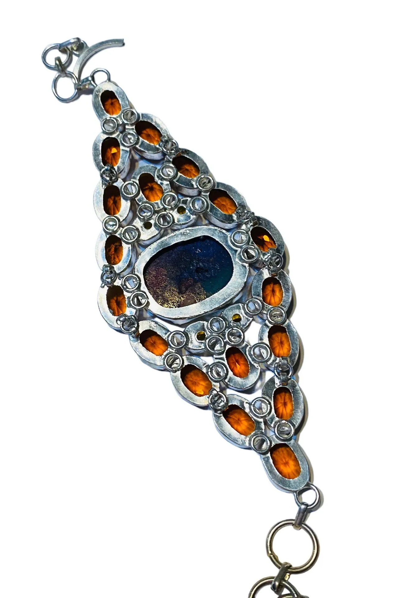 Sterling Silver Rainbow Solar Quartz Druzy  Topaz Statement Bracelet - Image 7
