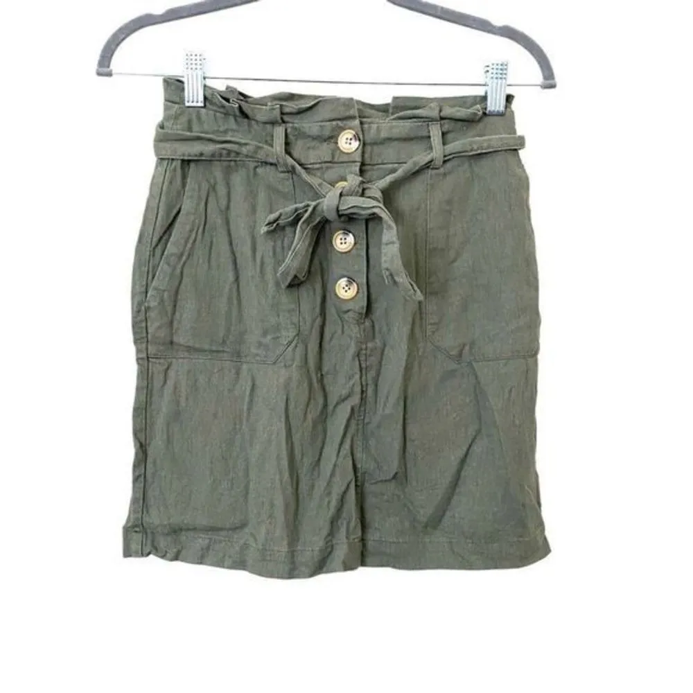OASIS Linen‎ Blend Buttoned Mini Skirt Sz2 - Image 2