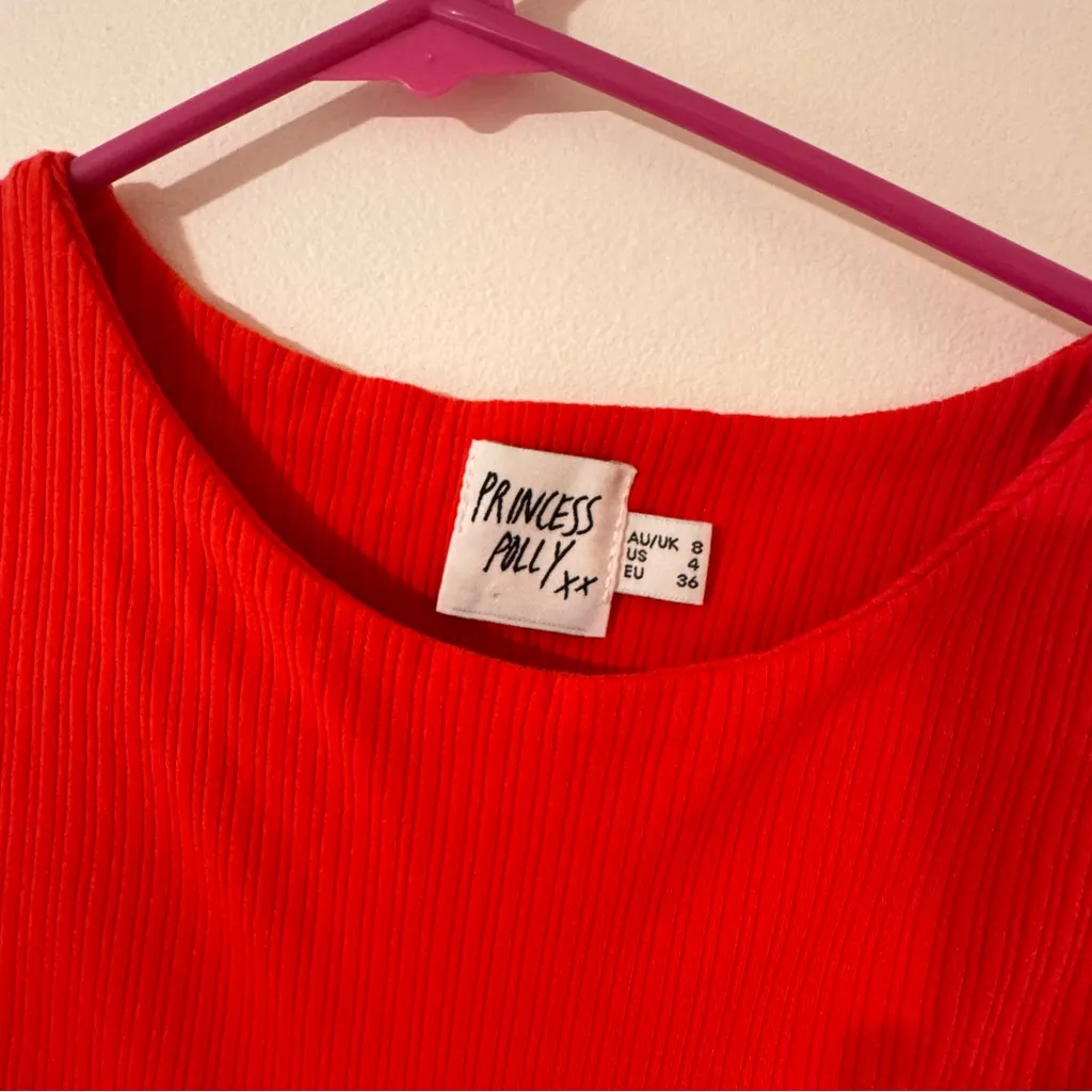 Princess Polly  Red Ribbed Bodysuit - Image 2