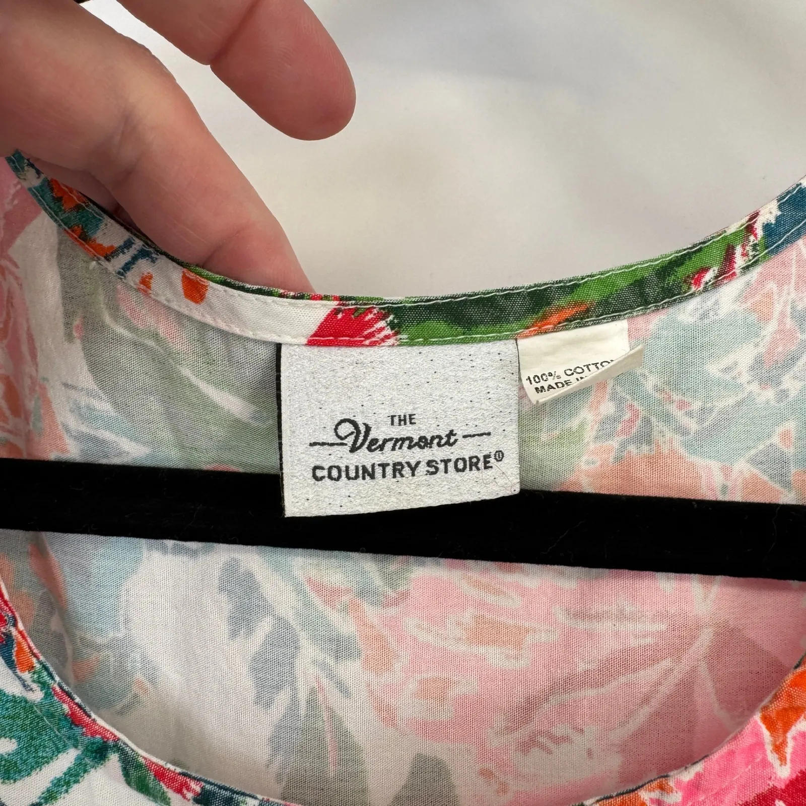 The Vermont Country Store Floral Kaftan Dress Womens Small 100% Cotton Pockets White - Image 6