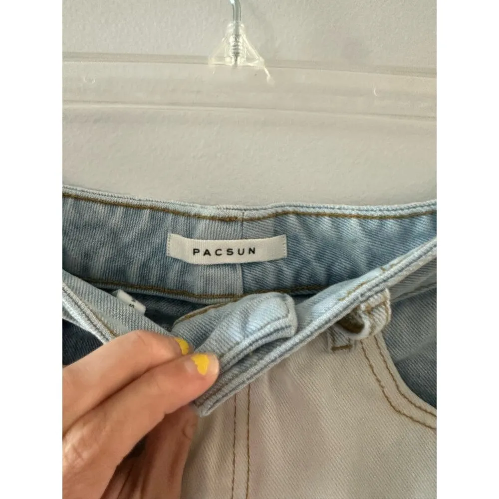 PacSun Shorts Women's 28 Denim Mom Shorts High Rise Patchwork Festival Cuffed - Image 3