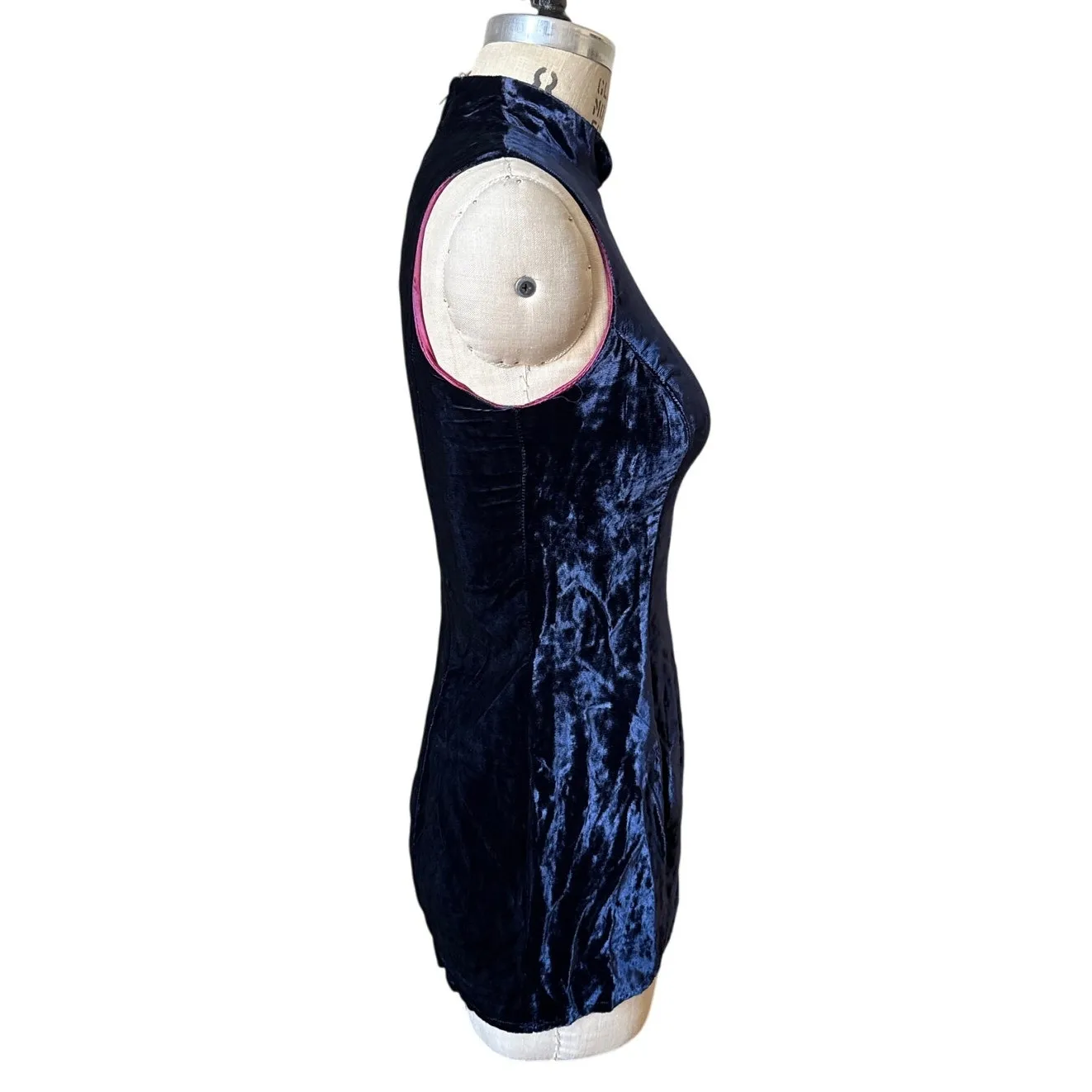 Vintage 90s Jessica McClintock Crushed Velvet Micro Mini Dress Size 6-8 - Image 5