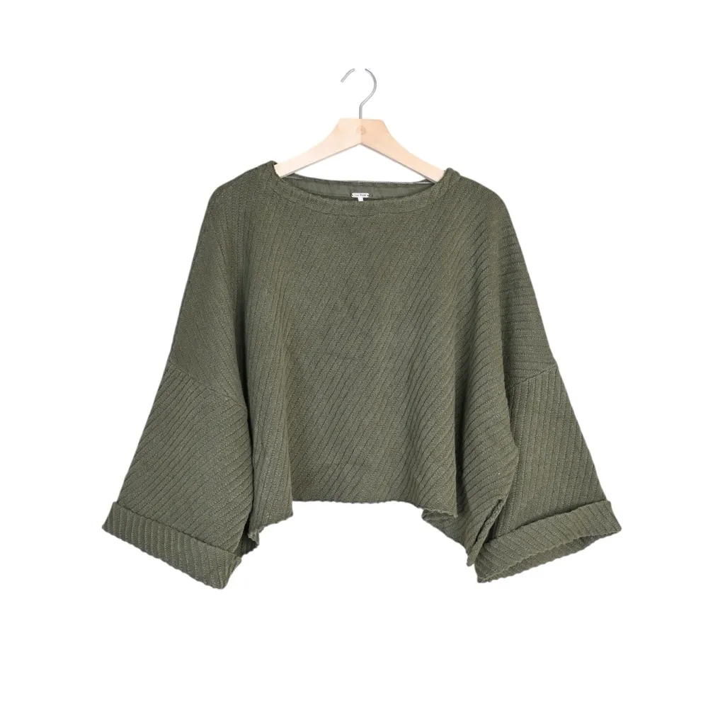 Free People Women's XS Oversized I Can't Wait Ribbed Cropped Sweater - Image 2