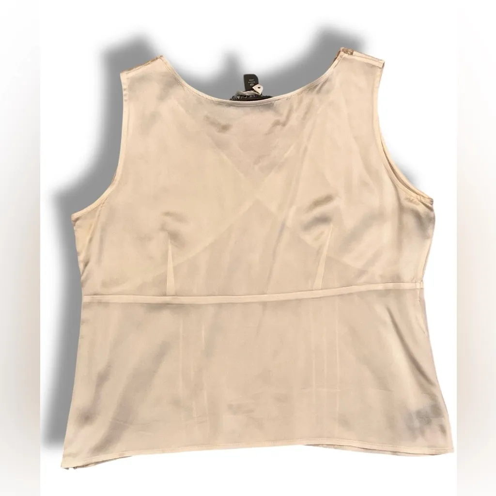 Josephine Chaus Cream Floral Lace Trim Sleeveless Tank Petite silk top 12P - Image 2