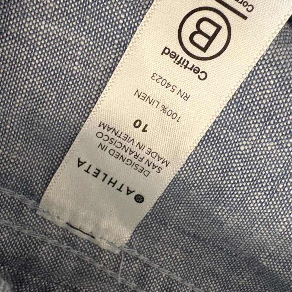 Athleta Cabo Linen Jogger pants in chambray blue drawstring size 10 - Image 10