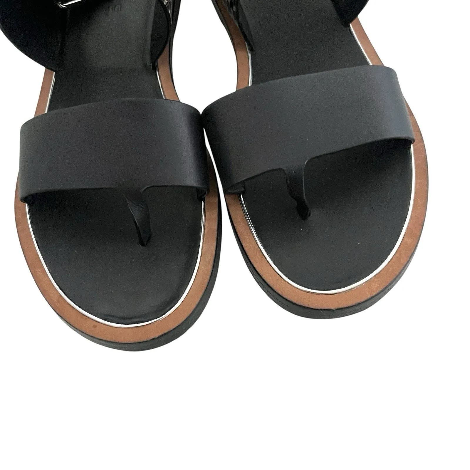 Vince Mailin Snake Embossed Ankle Wrap Flat leather Sandal Sz 6.5 Statement Chic - Image 5