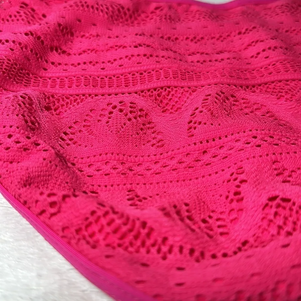 Kenneth Cole Reaction Crochet Lace Hipster Bikini Bottom Pink size Large NEW - Image 15
