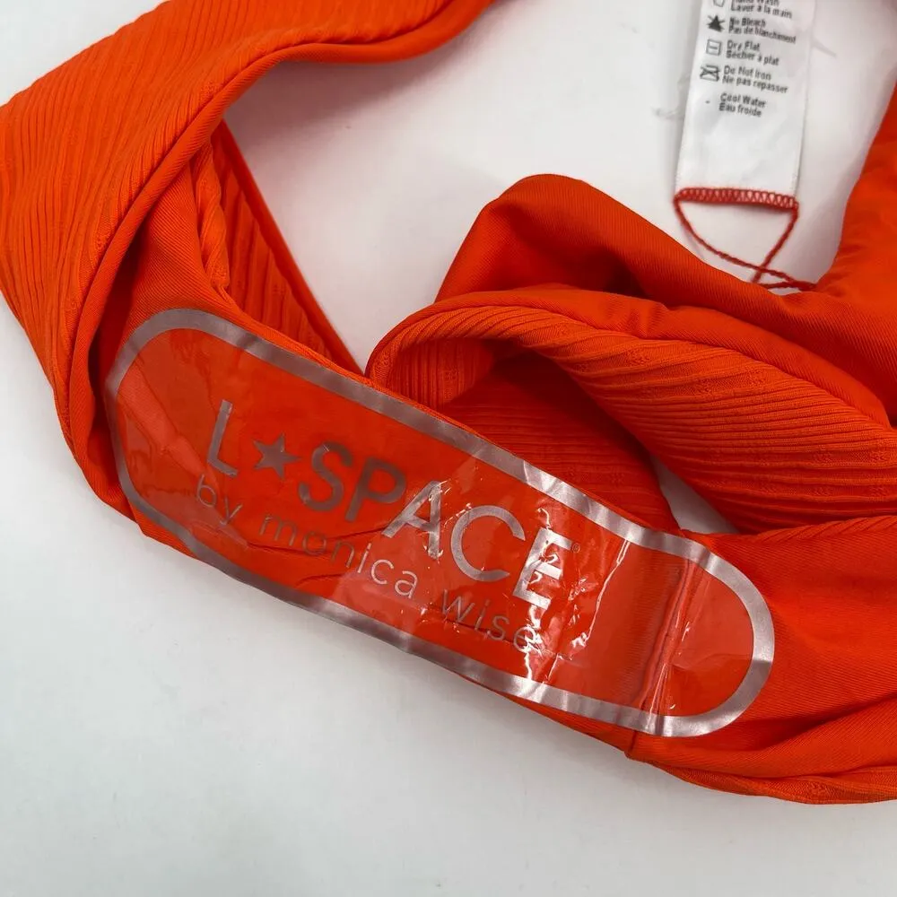 NEW L*SPACE Bikini Bottoms Size Large Cabana Orange Bitsy Cut NWOT Poppy Stripes - Image 7