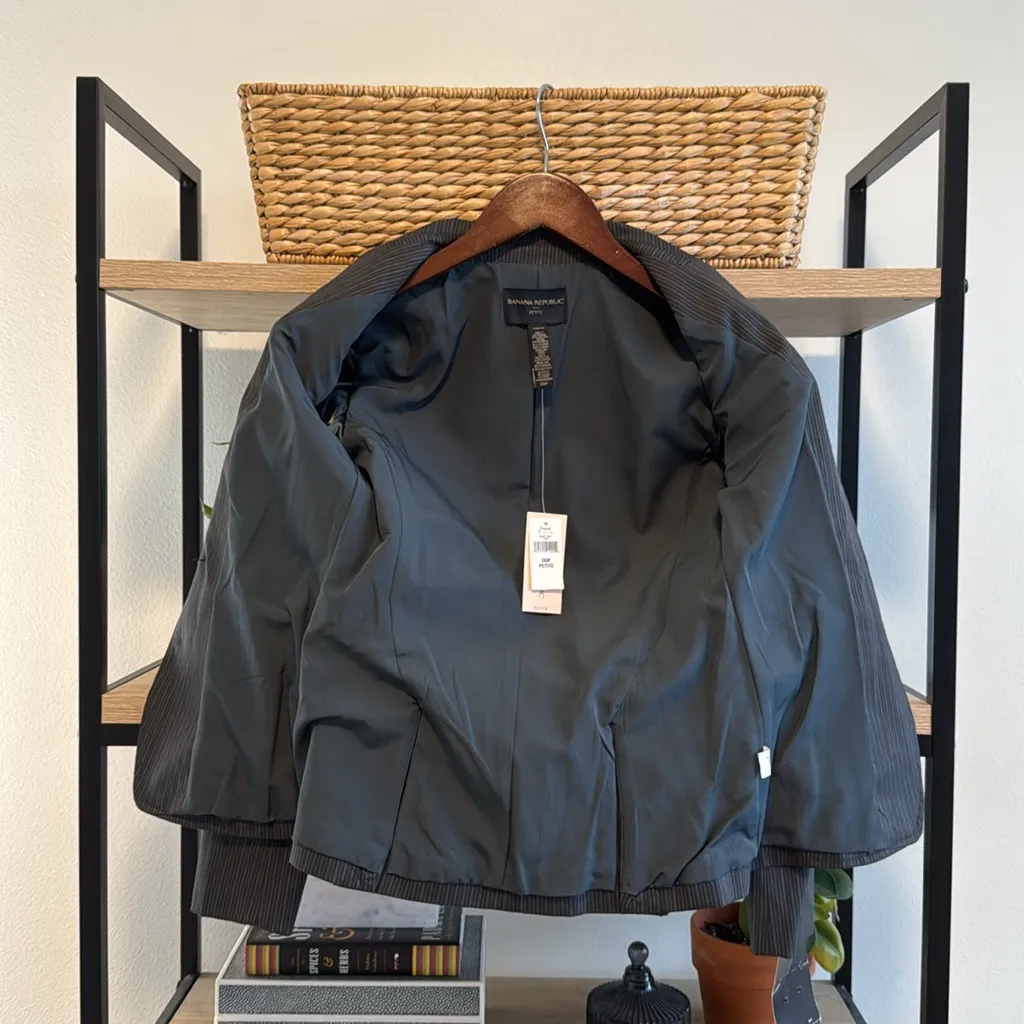 NWT Banana Republic Stretch Cotton Stripe Woven Career Professional Blazer, 00P - Image 6