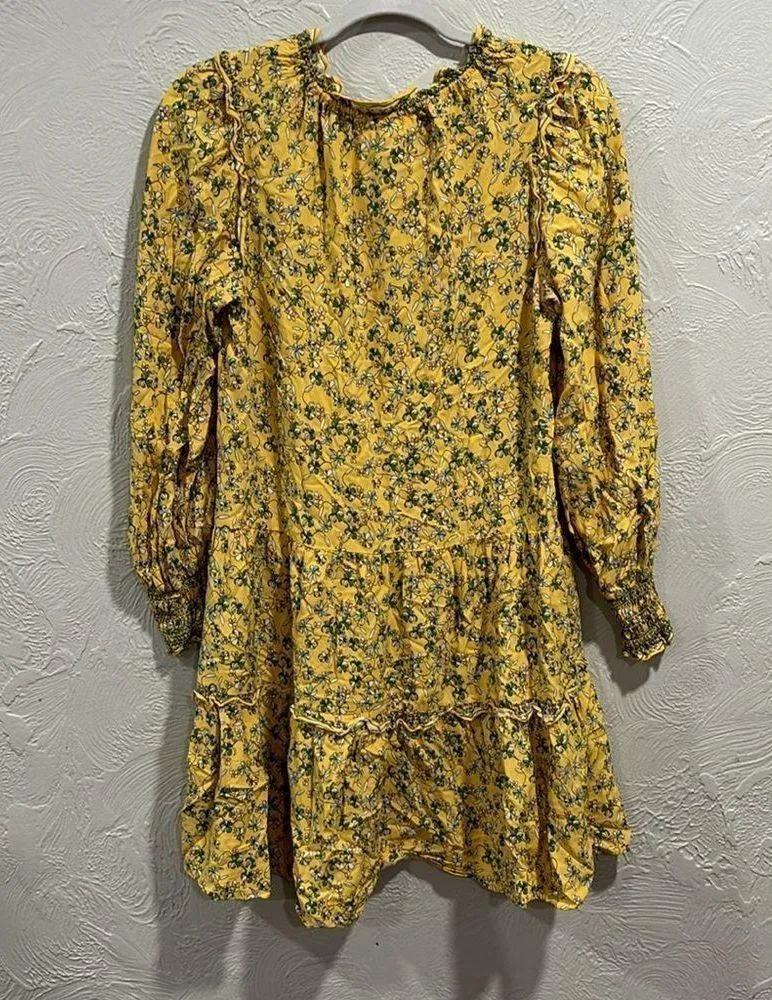 Max Studio boho floral print smocked tiered mini dress size small - Image 5