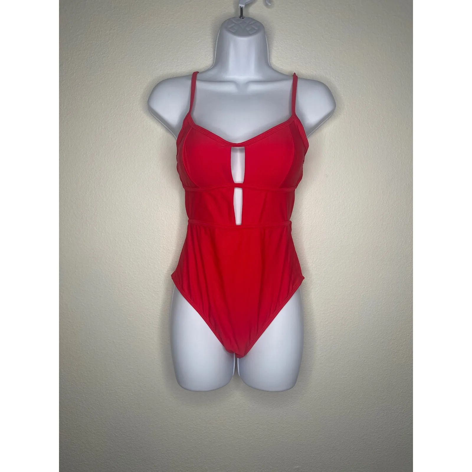 CUPSHE Red One Piece Swimsuit Cutout Tie Back Women's Swimwear size S‎ - Image 2