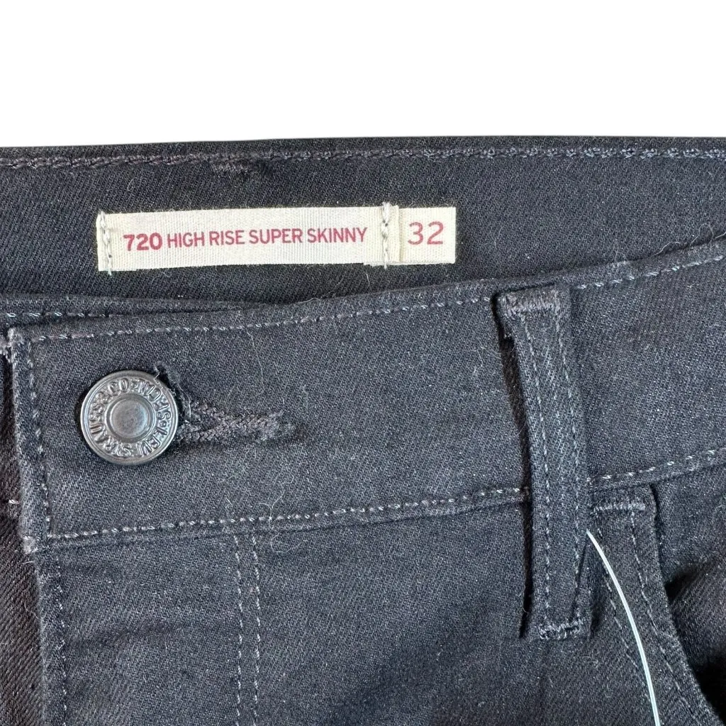 NEW/NWT Levi's 720 High Rise Super Skinny Jeans in Black Size 32 14 Medium - Image 4