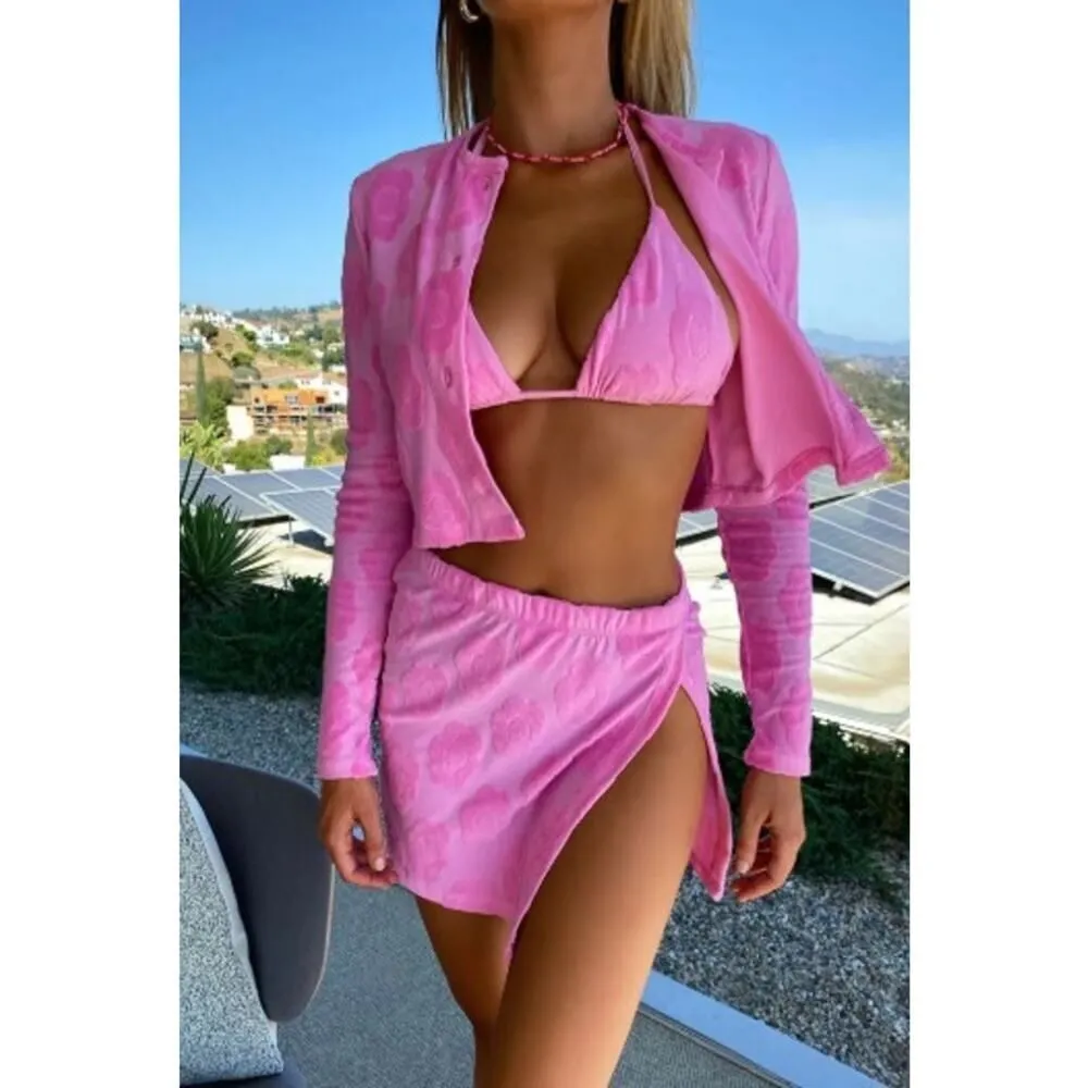 Frankies Bikinis Cherie Terry Cardigan in Flowerchild Sz. S - Image 2