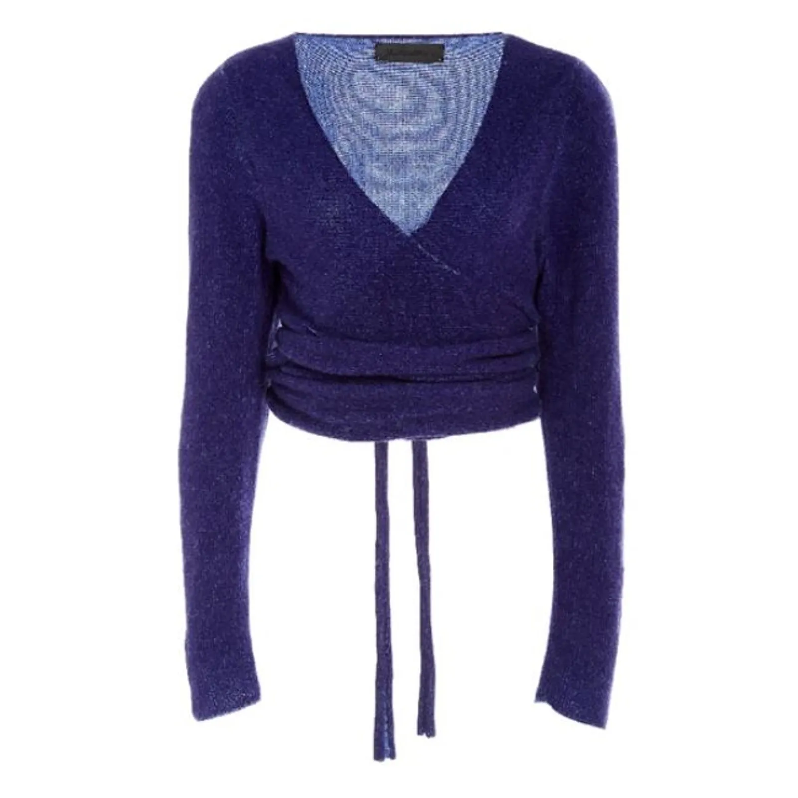 The Elder Statesman Medium Plaited Ballet Wrap Cardigan Oatmeal Women's Size XS Yellow - Image 6