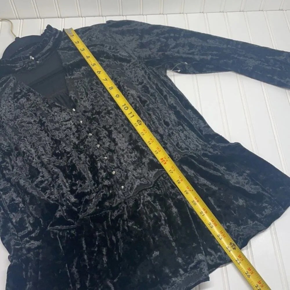 William Rast Womens Velvet Ramsey Choker Ruffled Neckline Peasant Top Size Large - Image 10