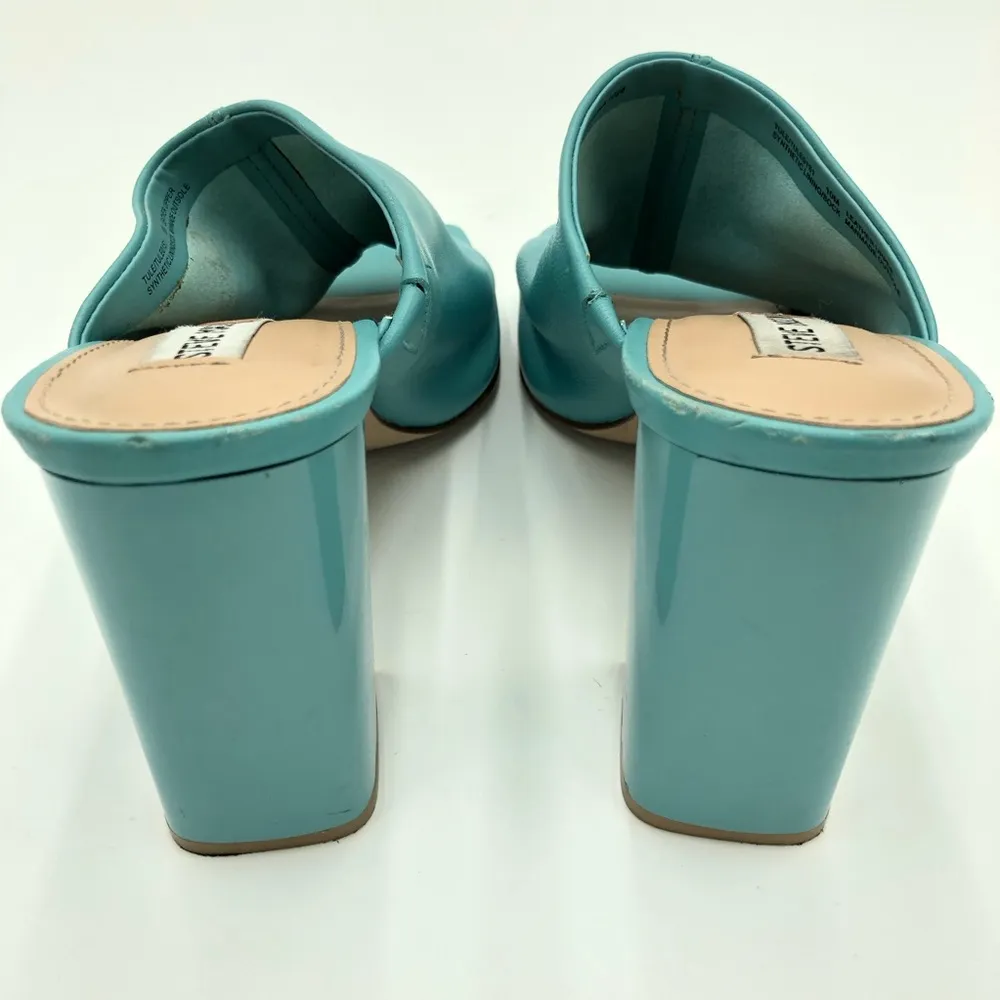 Steve Madden Teal Blue Tule Open Toe Mule Heels Size 10 - Image 11