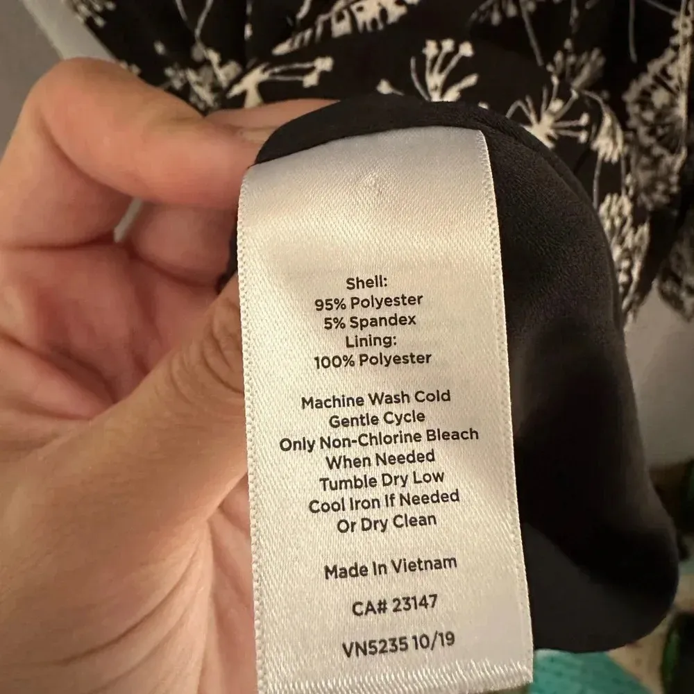 Talbots dandelion print midi dress black white business casual ruffles size 16 - Image 4