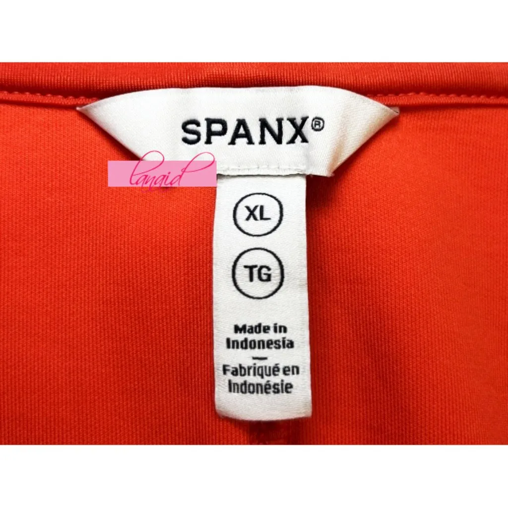 Spanx AirEssentials Pique Polo Tank Dress Poppy Orange White Preppy Tennis Mini - Image 8