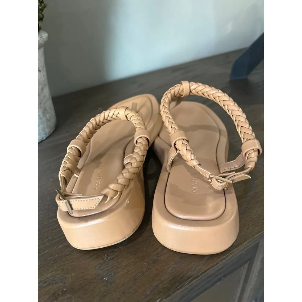 GIA BORGHINI x RHW Flat Thong Sandal Hazelnut Brown Womens Size 37 - Image 8