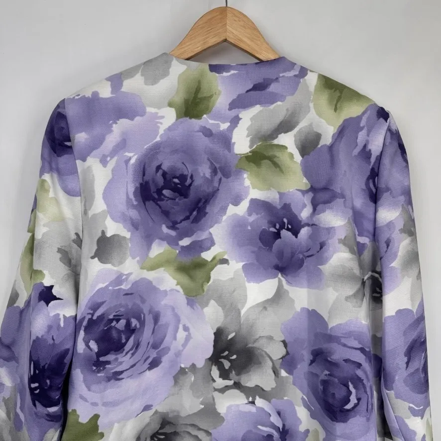 Alfred Dunner Blazer Jacket Womens 14 White Purple Floral Easter Church NEW - Image 10