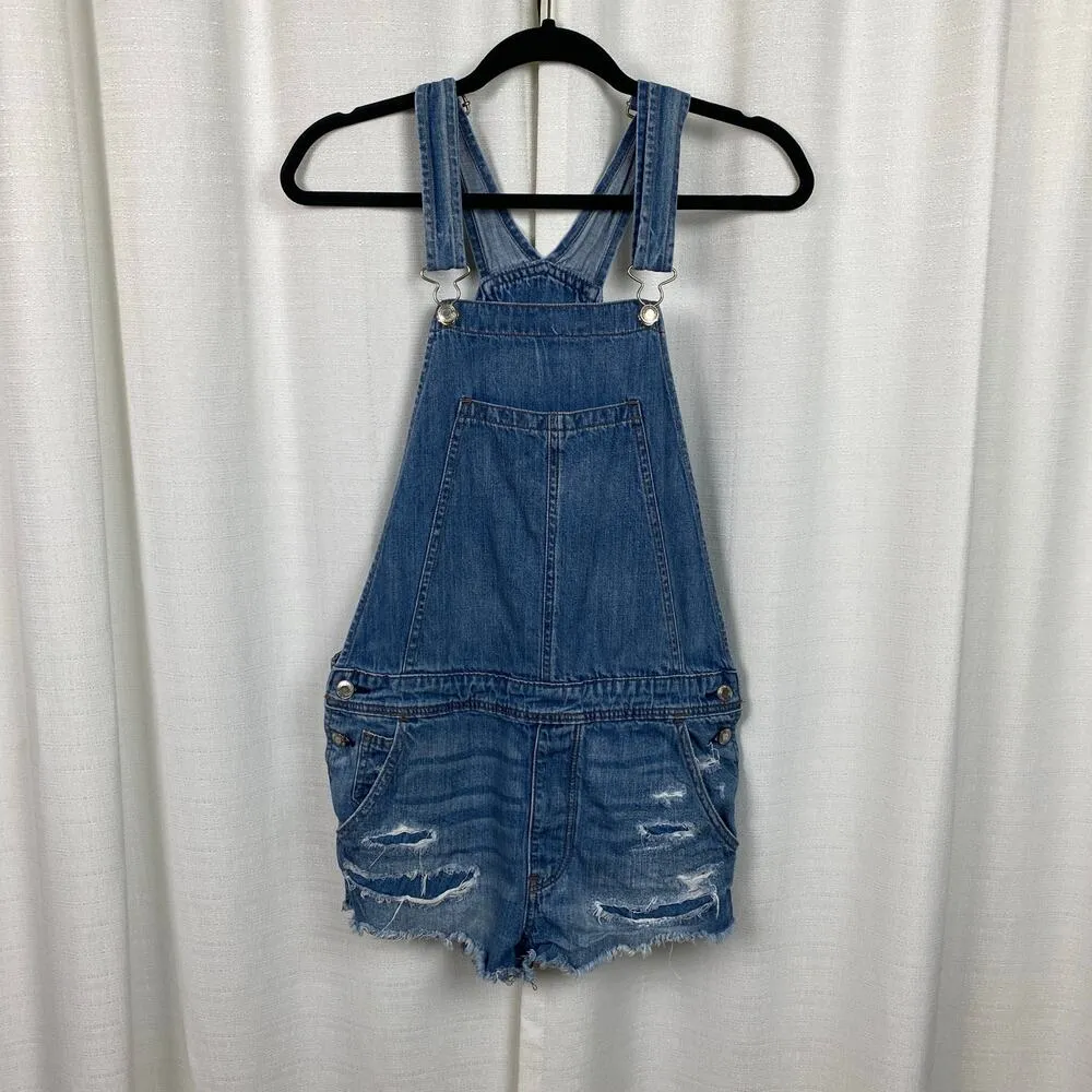 American Eagle Outfitters Distressed Denim Shortalls Sz.M - Image 4