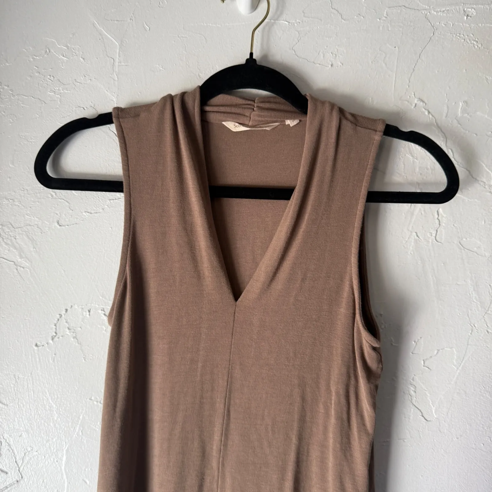 Soft Surroundings Sleeveless V Neck Drapey Tank Top PXS Brown Layering Preppy - Image 2
