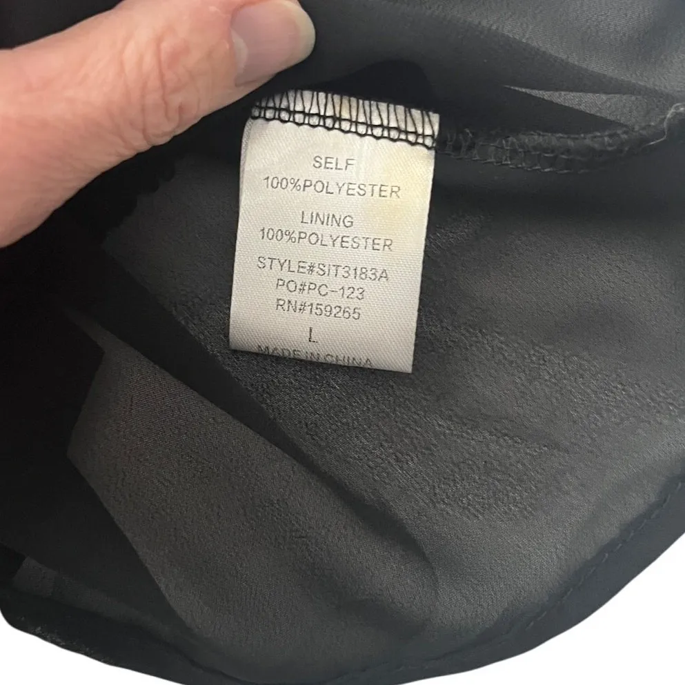 Saints & Hearts Black Sequin Tank Top L Sheer Hem‎ Glam Party Blouse Size L - Image 7