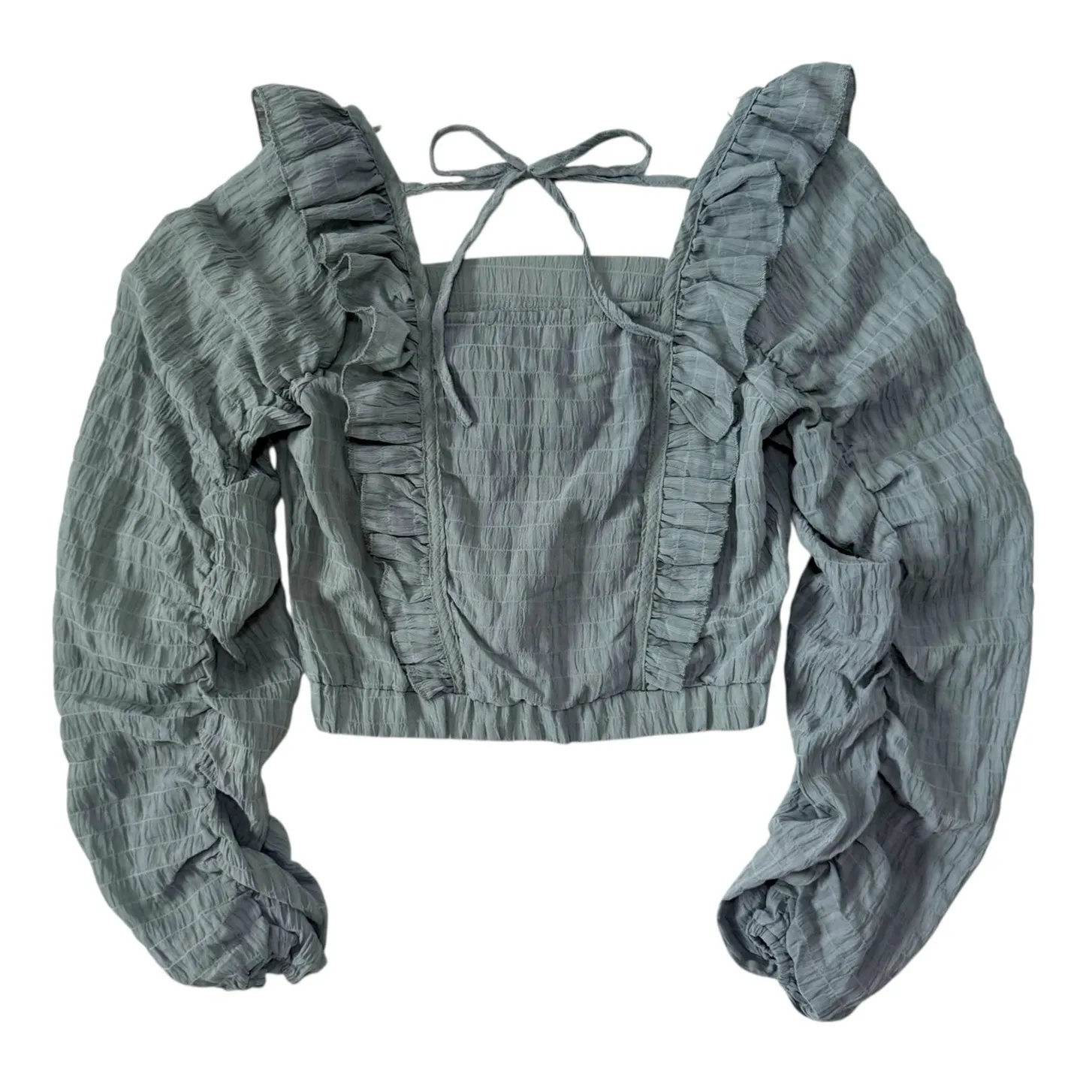 Hyfve Puff Sleeve Long Sleeve Blouse Square Neck Top Size Small Green NWOT - Image 4