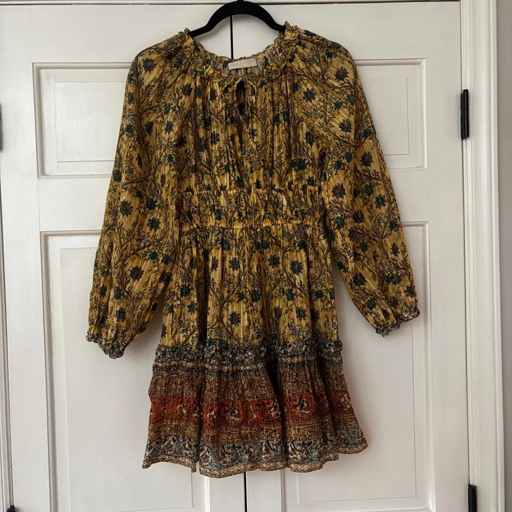 ULLA JOHNSON Val Daylily Yellow Mini Dress Floral Print Cotton Voile Size‎ 00 XS - Image 4