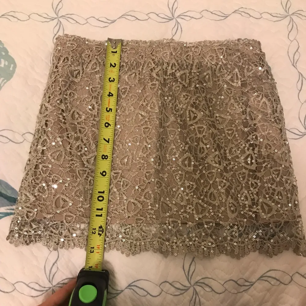 English Rose  pink silver sparkle lace mini skirt - Image 5