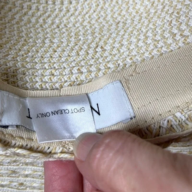 Nine West Cream Straw Floppy Sun Hat Wide Brim Resort Beach‎ Travel O/S - Image 4