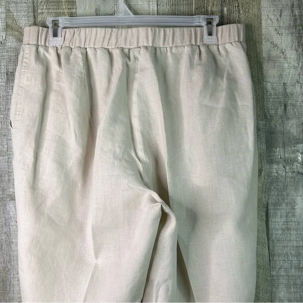 For Cynthia Woman Size 1X 100% Linen Tan Stretch Waist W/Pockets Cuffed Capri’s - Image 8