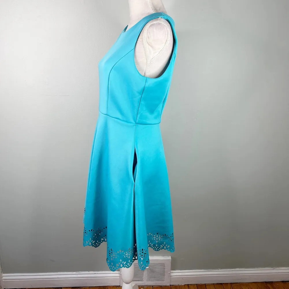 Cynthia Rowley Dress 10 Turquoise Pockets Sleeveless Stretch Cutouts A-Line - Image 68