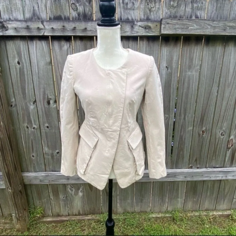 Donna Karan  Women Collarless Split-front Patch Flap Pocket Jacket - Image 4