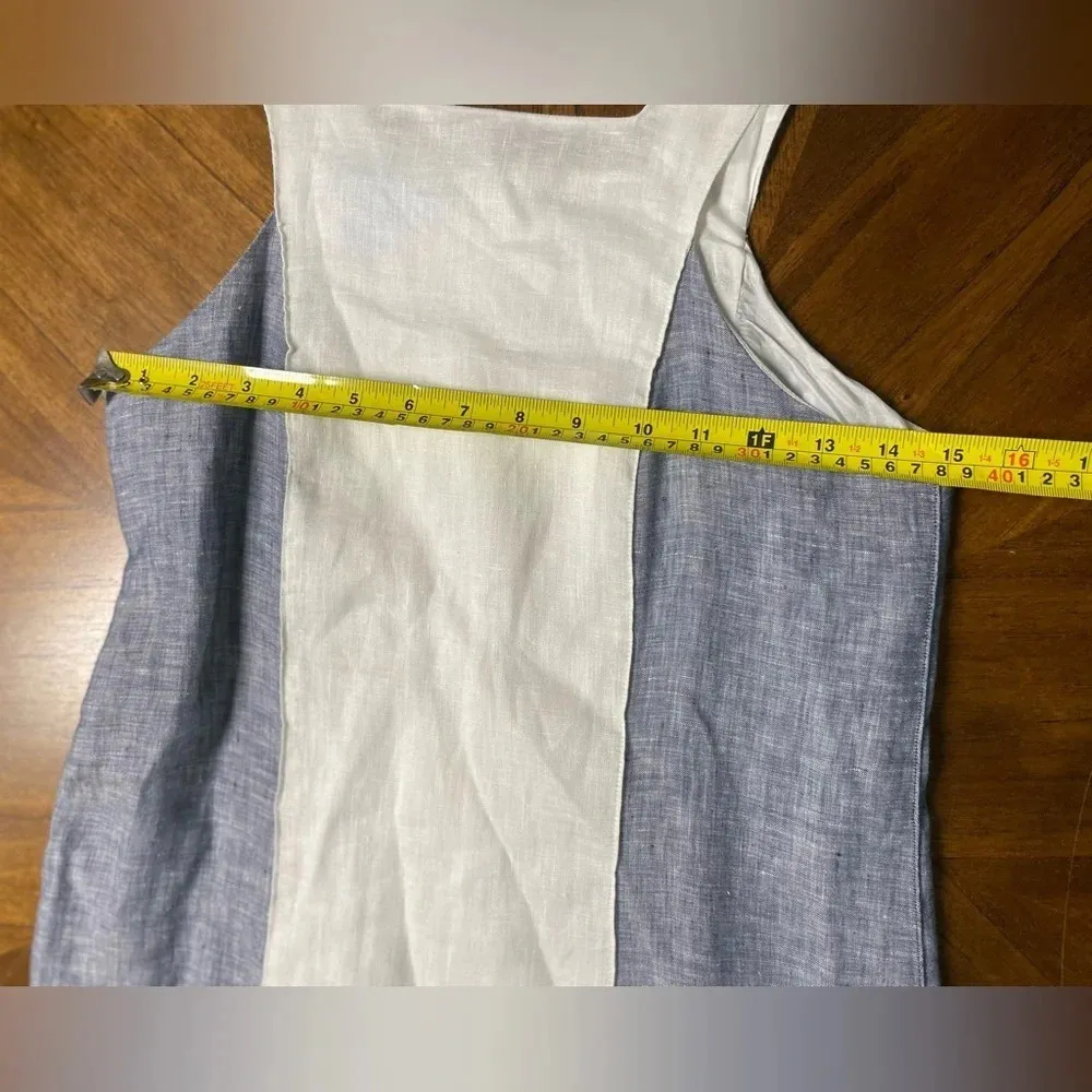 Island Company Aloha Linen Colorblock White Blue Mini Dress Coastal Size XS - Image 6