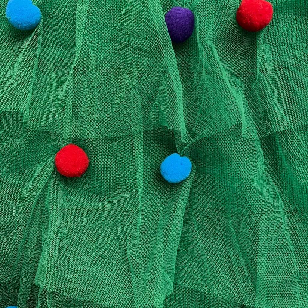 Planet Gold New! Green Tulle Skirt with Colorful light up  Pom Poms size S - Image 3