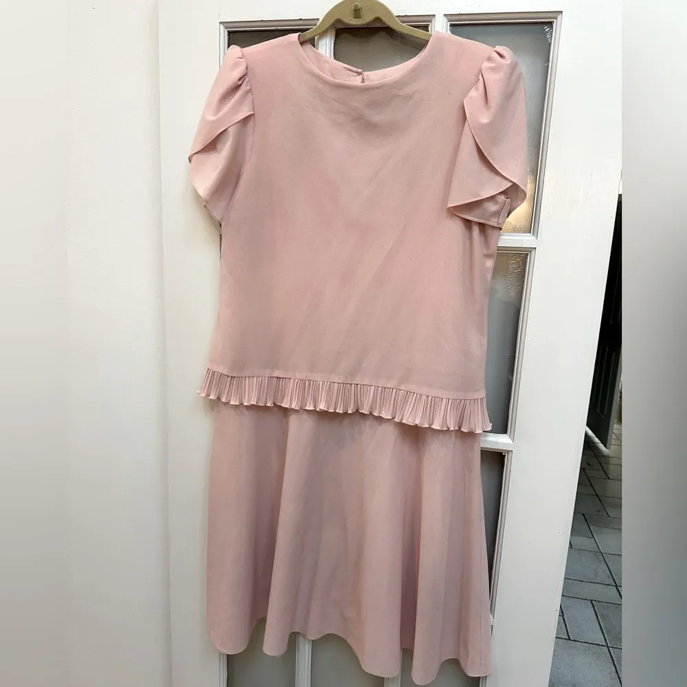 Vintage Boston Maid Light Blush Pink Flapper Ruffle Dress Women’s Size 12 Large - Image 2