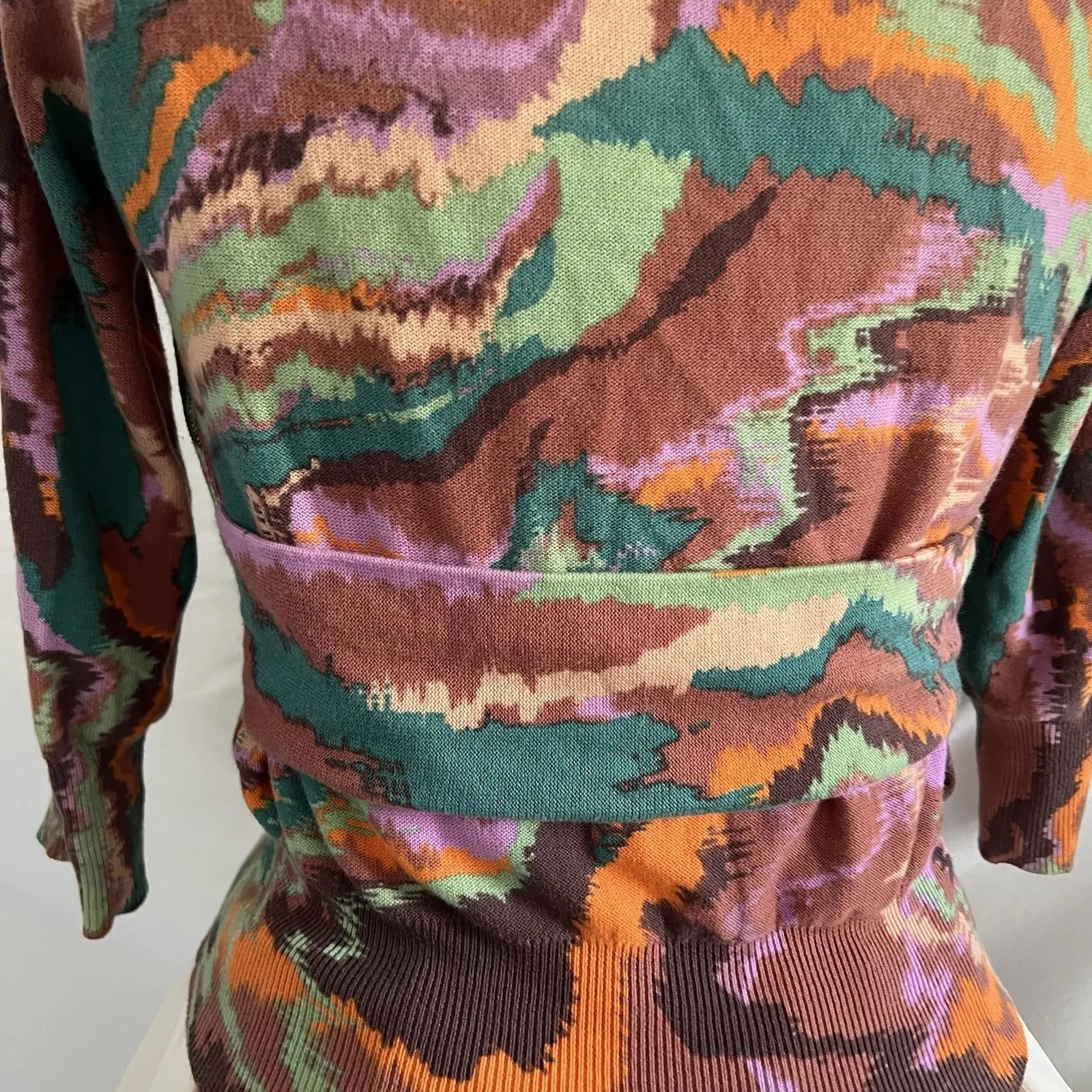 Plenty by Tracy Reese 100% Cotton Knit Cardigan S Multi-Color Zig Zag Boho - Image 8